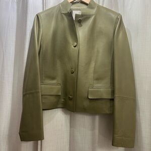Lafayette 148 lamb skin leather crop jacket